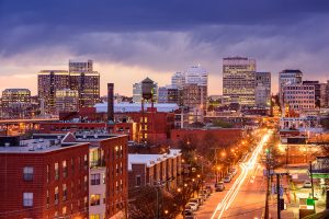 City in Virginia is Lit Up at Night from Traffic